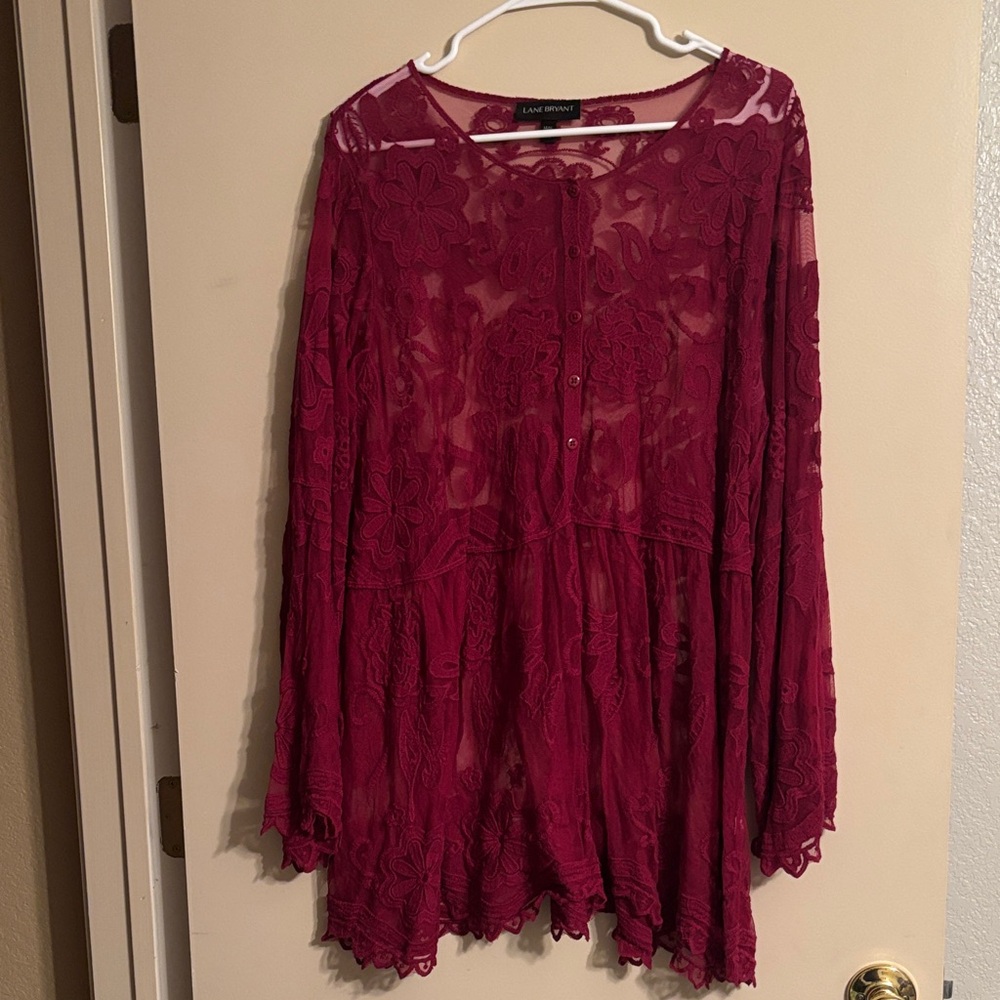 Lane Bryant Burgundy Lace Blouse
